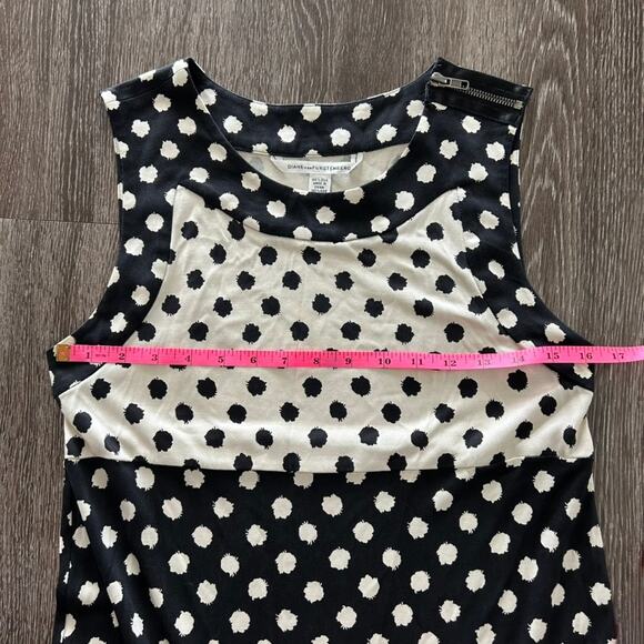 Vintage DIANE VON FURSTENBERG 100% Silk Polka Dot Knit Dress Black Ivory Size 6 - Picture 9 of 10